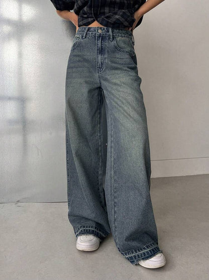 High Waist Mud Tint Wash Super Wide Leg Jeans