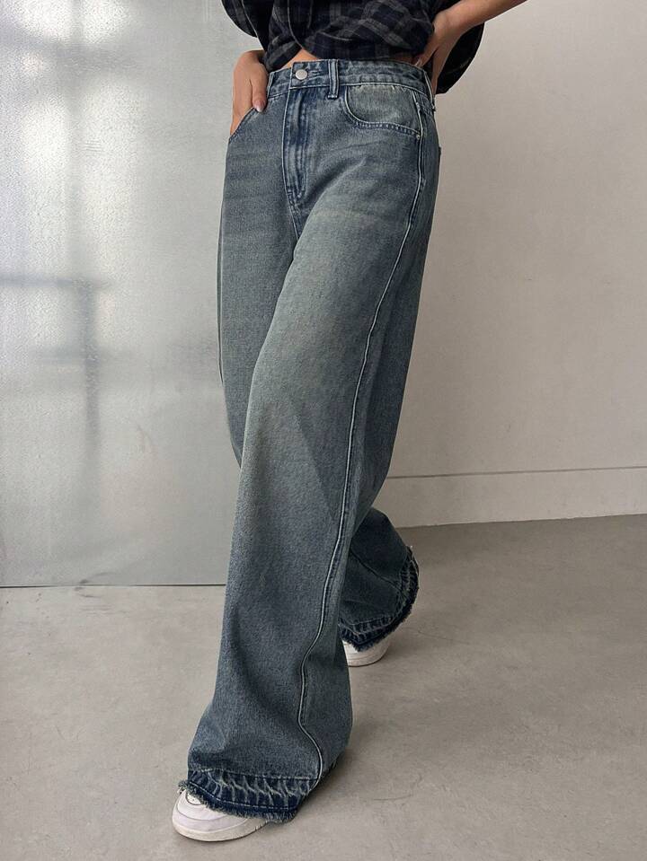 High Waist Mud Tint Wash Super Wide Leg Jeans