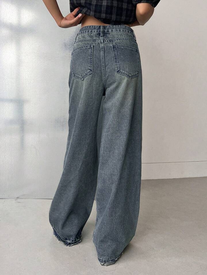 High Waist Mud Tint Wash Super Wide Leg Jeans