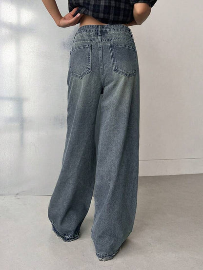 High Waist Mud Tint Wash Super Wide Leg Jeans
