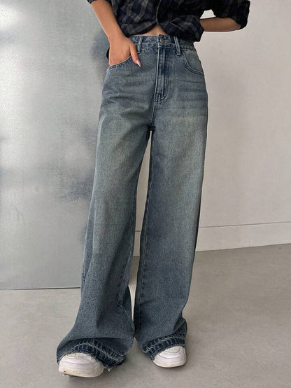 High Waist Mud Tint Wash Super Wide Leg Jeans