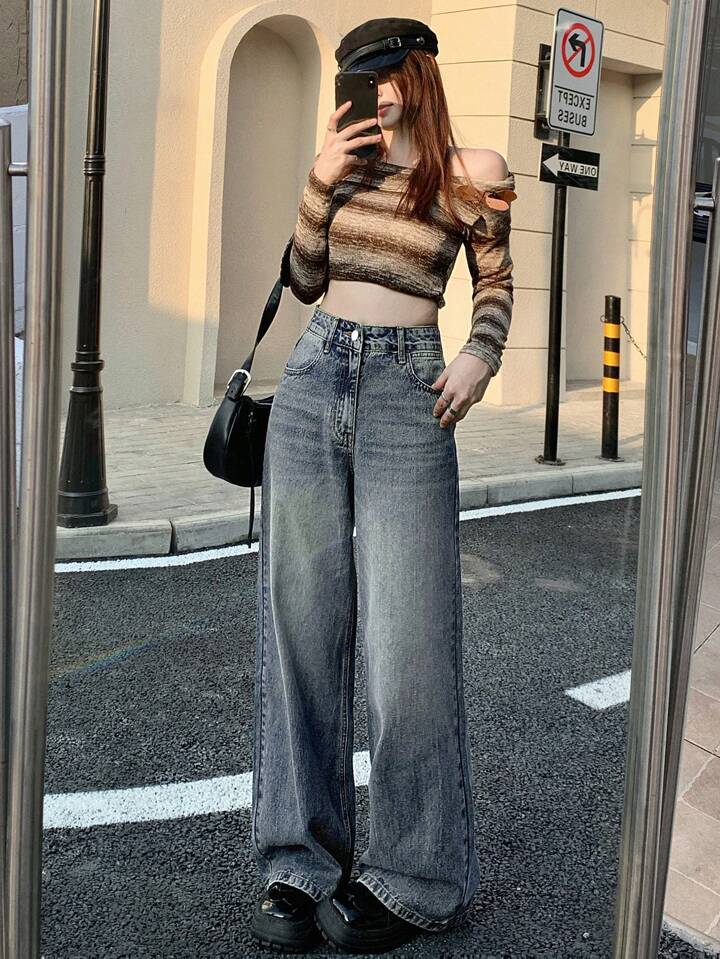 Moonstone Tinted Highwaist Super Wide Leg Jeans