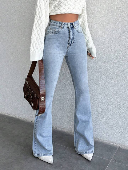 High Waist Ice Blue Boot Cut Jeans