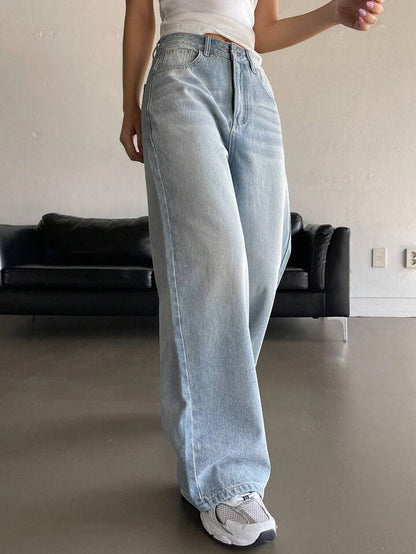 Highwaist Pale Blue Wash Super Wide Leg Jeans