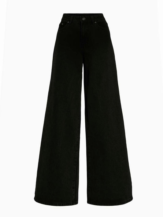 Black High Waist Super Wide Leg Jeans - Fashion Wodrobe