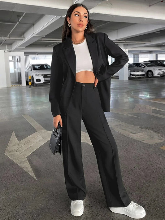 Black Highwaist Wide Leg Korean Pants - Fashion Wodrobe