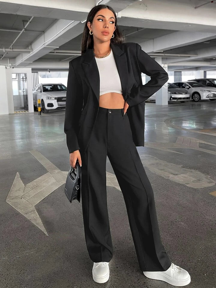 Black Highwaist Wide Leg Korean Pants - Fashion Wodrobe