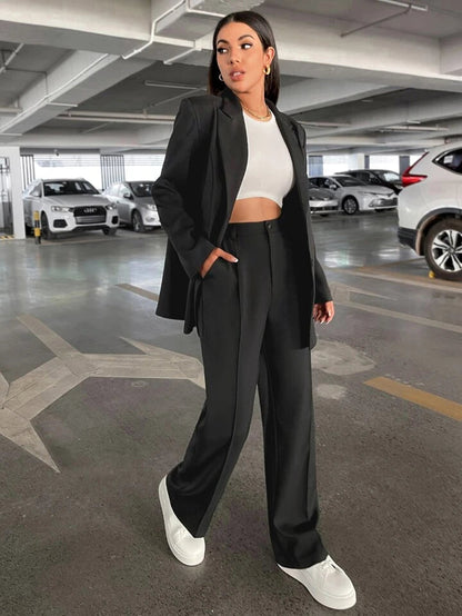 Black Highwaist Wide Leg Korean Pants - Fashion Wodrobe