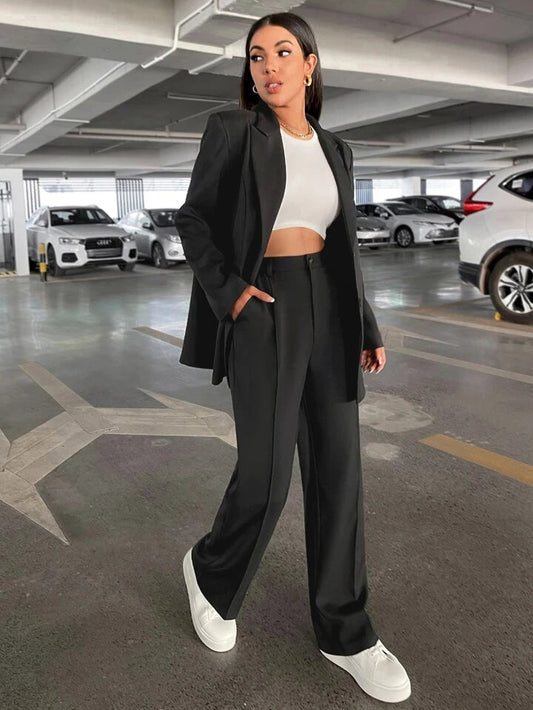 Black Highwaist Wide Leg Korean Pants - Fashion Wodrobe