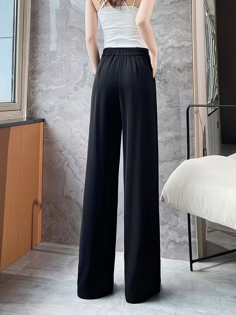 Black Tailored Button Highwaist Wide Leg Korean Pants - Fashion Wodrobe