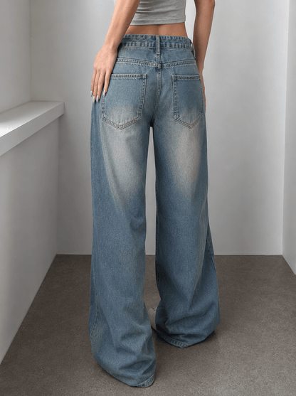 Cosmic Vintage Blue HighWaist Super Wide Leg Jeans - Fashion Wodrobe
