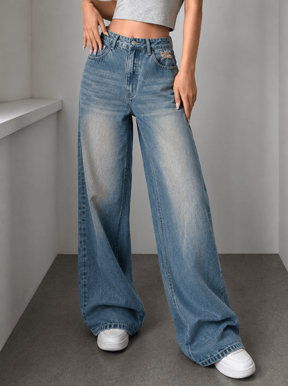 Cosmic Vintage Blue HighWaist Super Wide Leg Jeans - Fashion Wodrobe