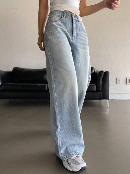 Highwaist Pale Blue Wash Super Wide Leg Jeans - Fashion Wodrobe