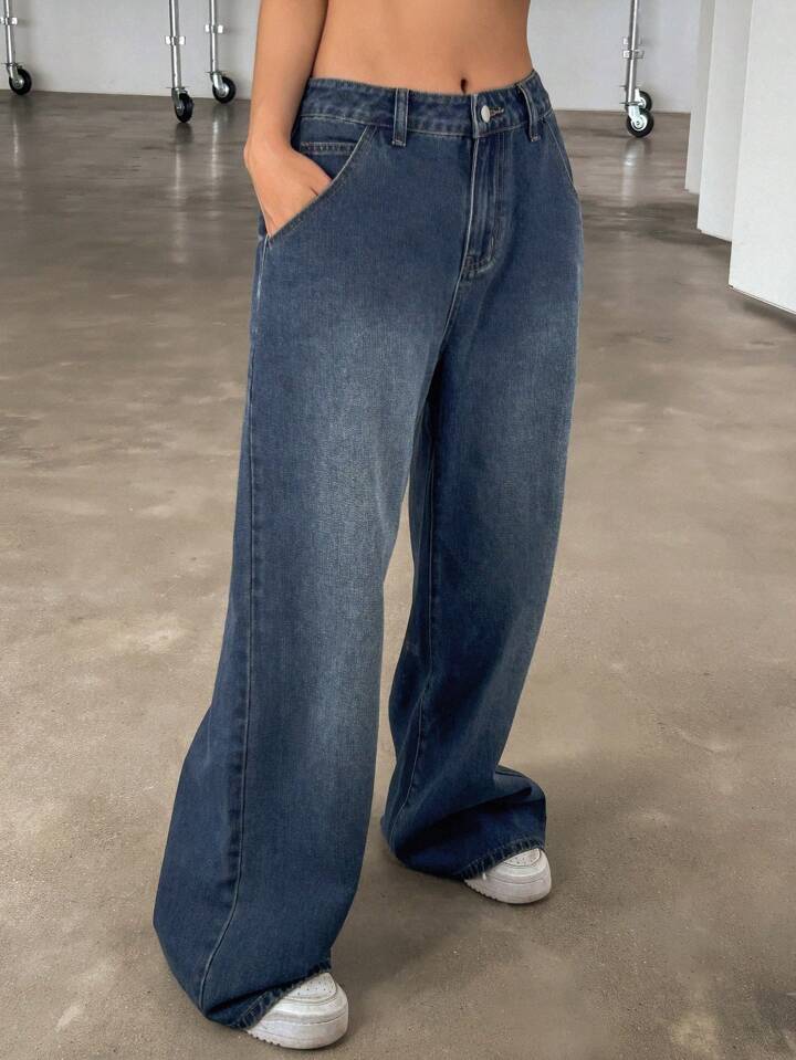 Highwaist Storm Blue Ultra Wide Leg Jeans - Fashion Wodrobe