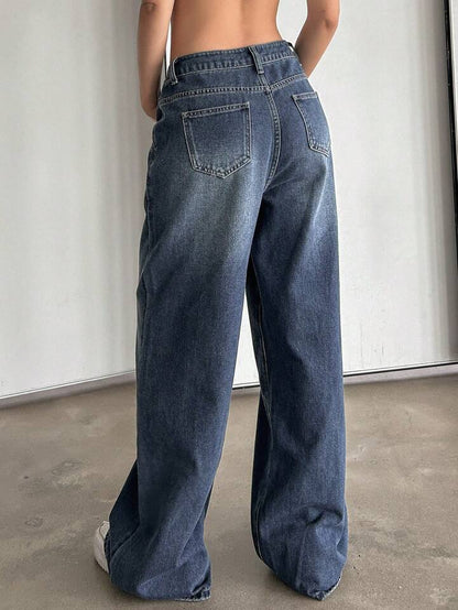 Highwaist Storm Blue Ultra Wide Leg Jeans - Fashion Wodrobe