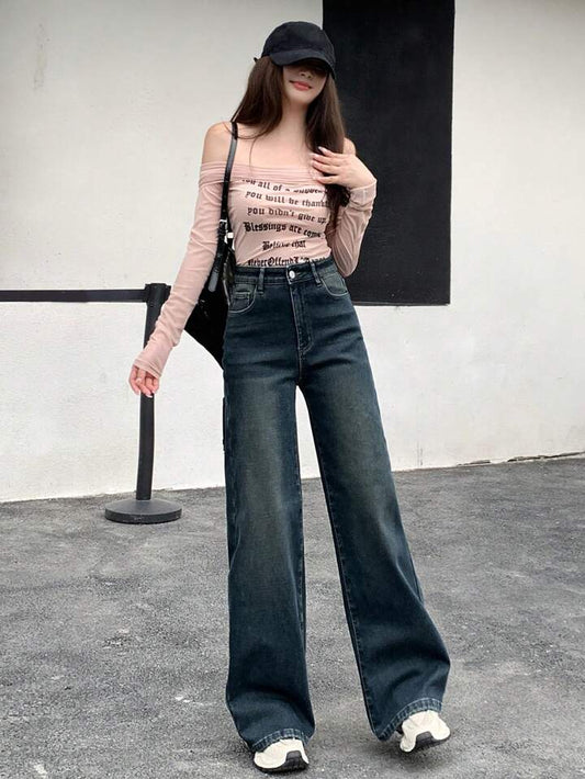 Highwaist Vintage Dark Wash Super Wide Leg Jeans - Fashion Wodrobe