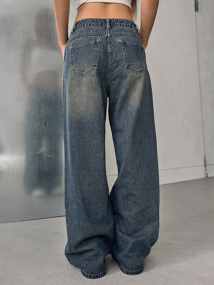Highwaist Vintage Smoke Blue Ultra Wide Leg Jeans - Fashion Wodrobe