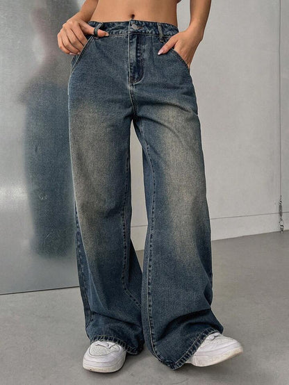 Highwaist Vintage Smoke Blue Ultra Wide Leg Jeans - Fashion Wodrobe