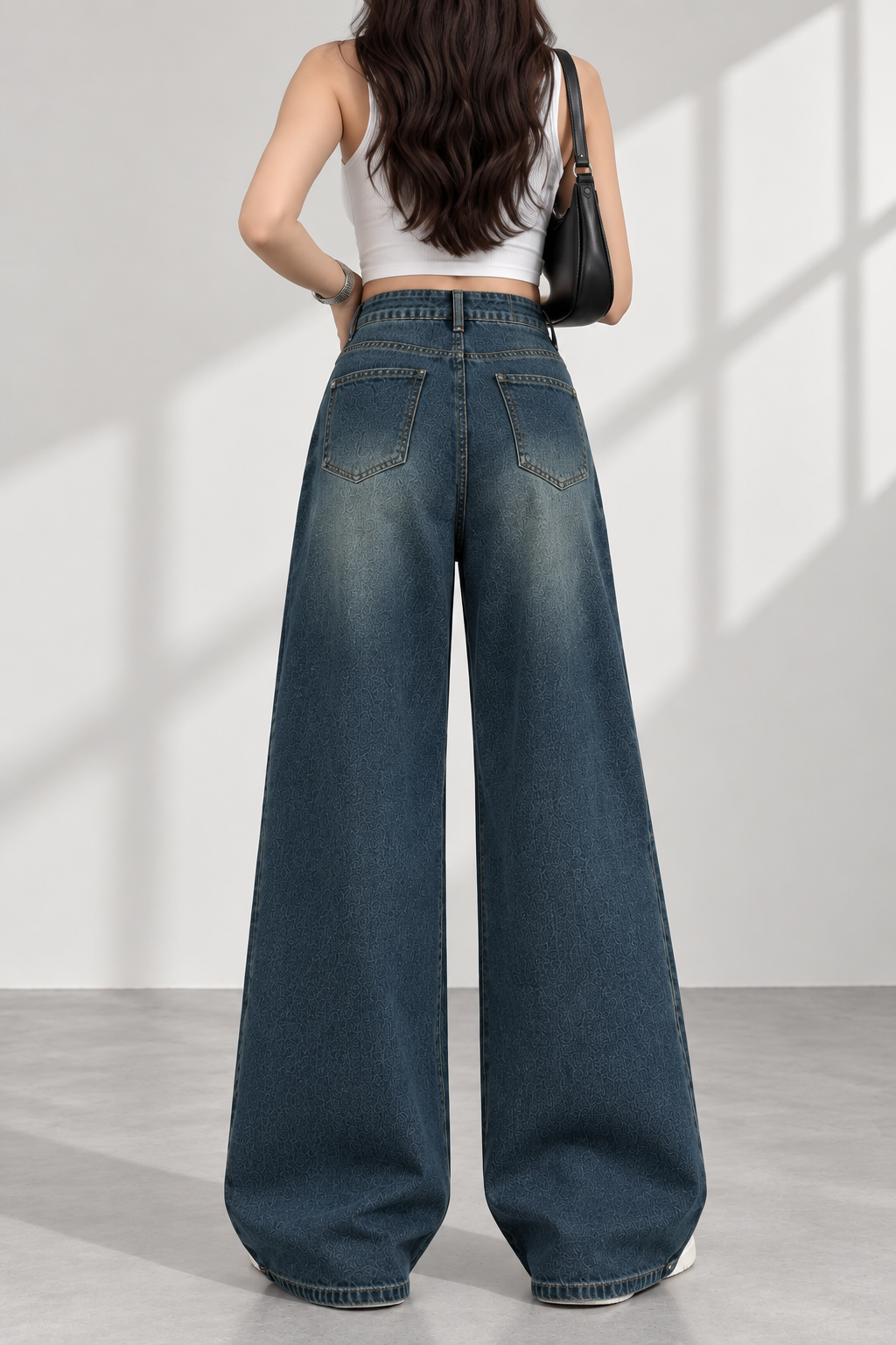 Highwaist Vintage Dark Wash Super Wide Leg Jeans