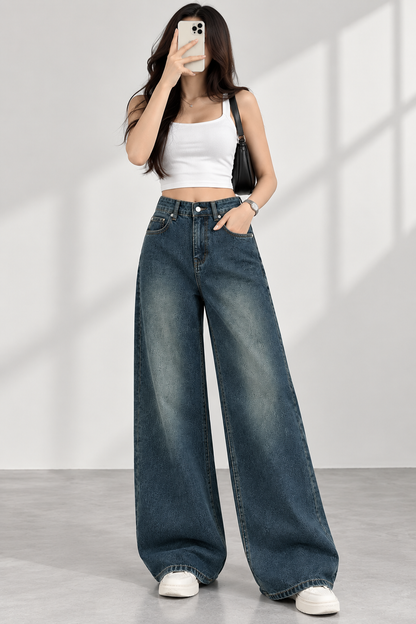 Highwaist Vintage Dark Wash Super Wide Leg Jeans