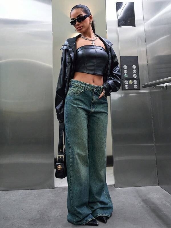 Shade Flow HighWaist Super Wide Leg Jeans - Fashion Wodrobe