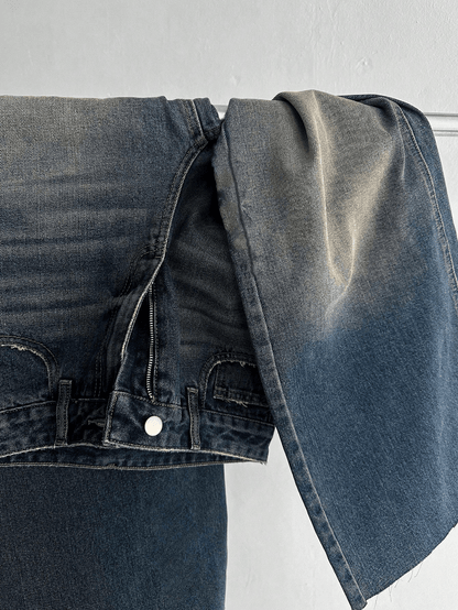 Stale Blue Tinted High Waist Super Wide Leg Jeans - Fashion Wodrobe